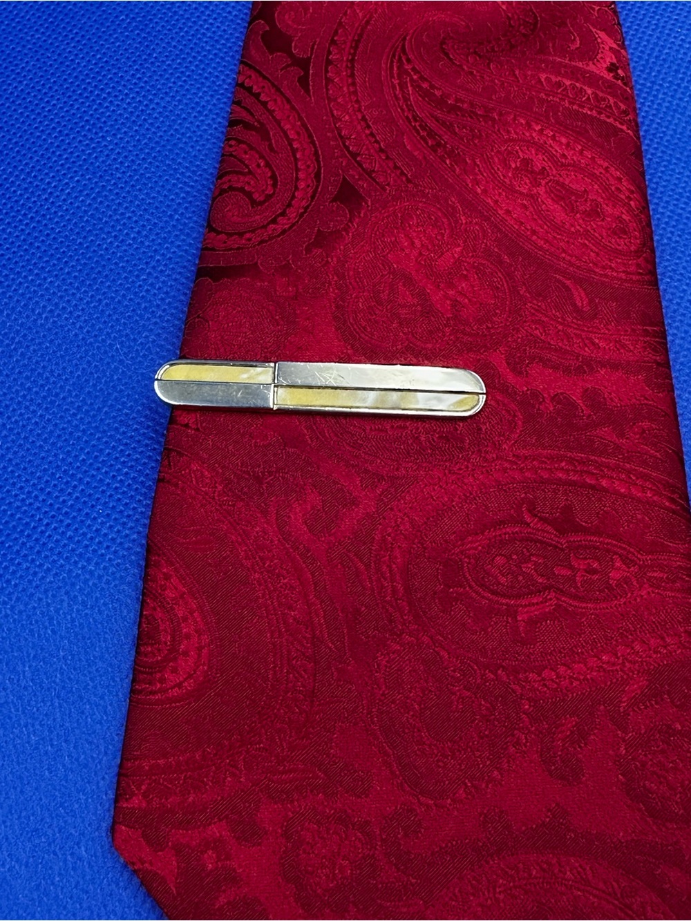Swank 2-Tone Mother of Pearl and Gold Tone Tie Bar Clip - MbTDAr2